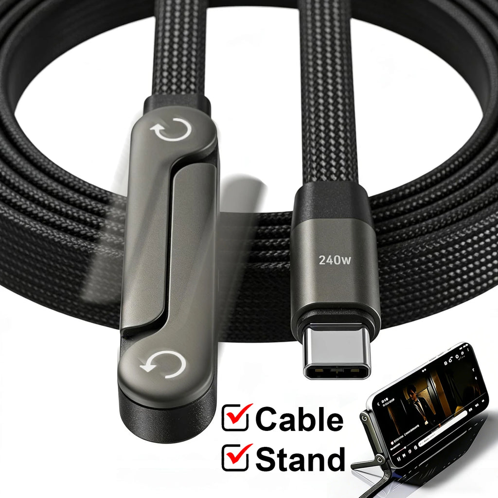 FlexCharge Pro™ – Cable 240W con Soporte Integrado